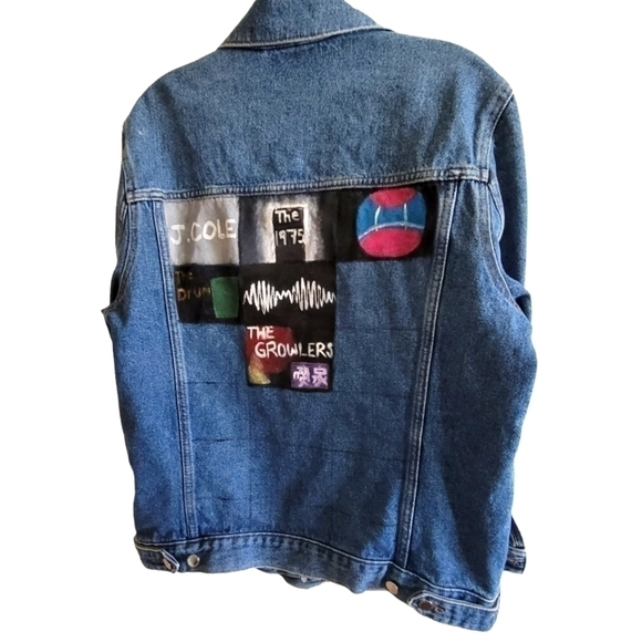 Divided by H&M Denim Jean Jacket with Handpainted Design Size 10 - Picture 2 of 10